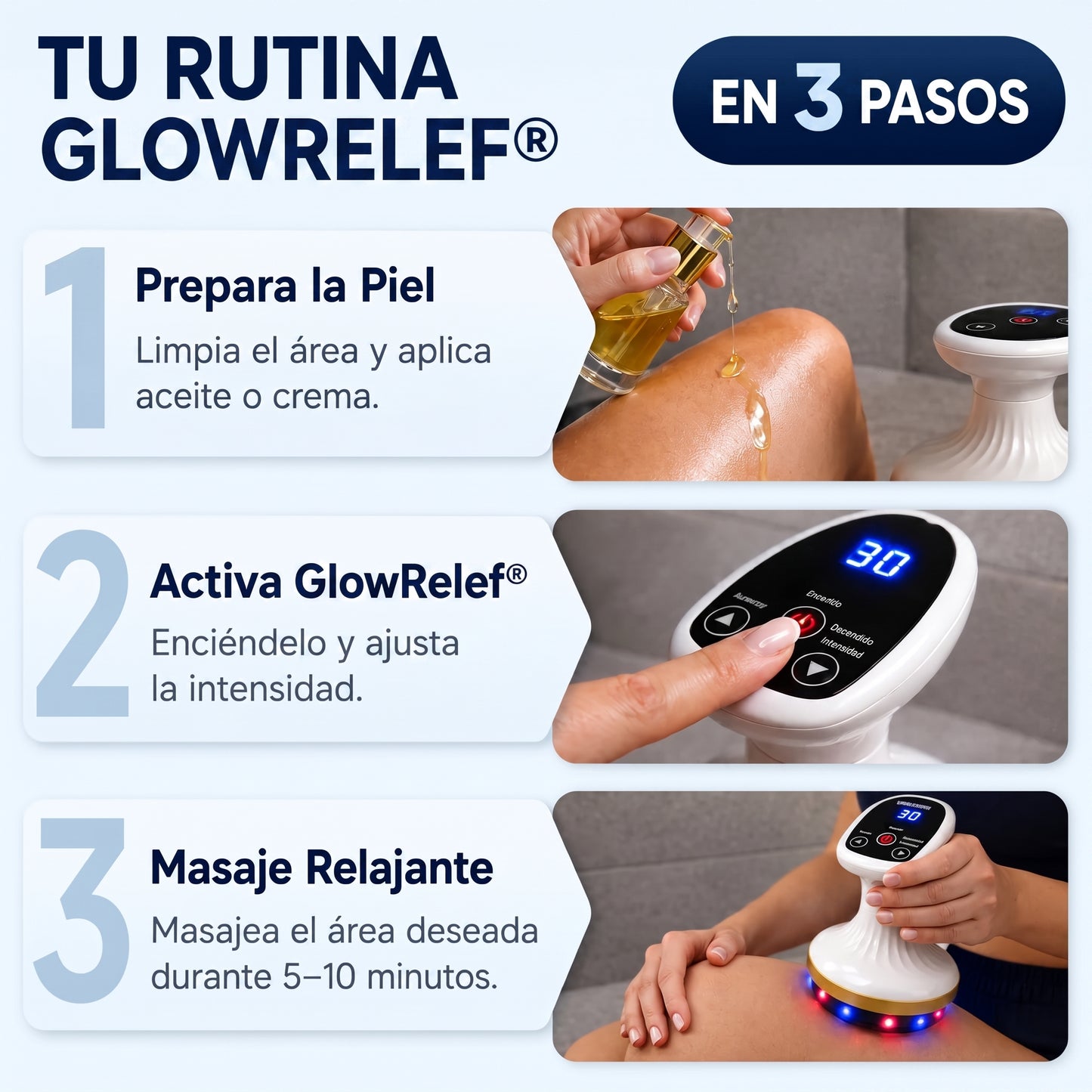 Erramienta de  masaje vacuvia glowrelef piel firme