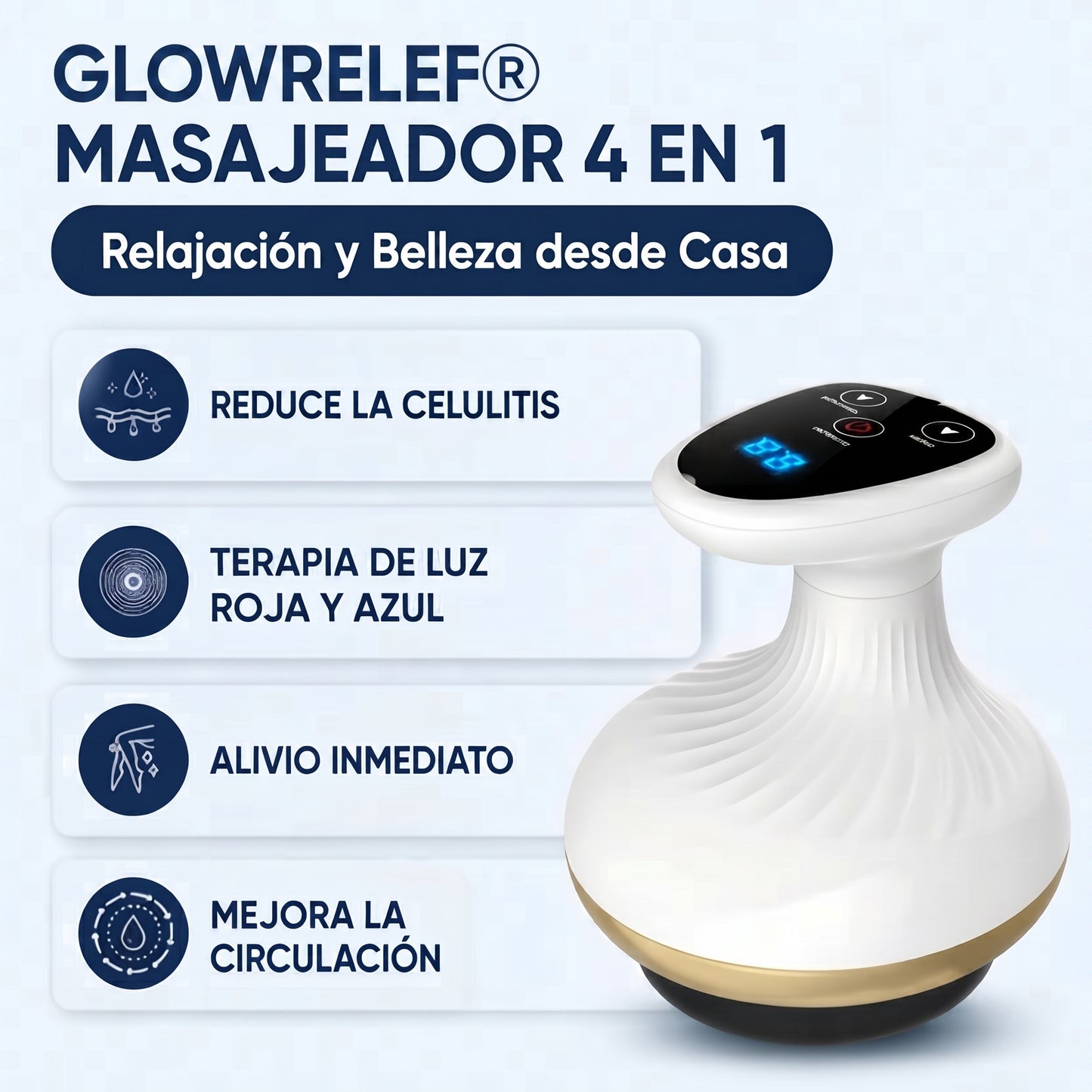 Erramienta de  masaje vacuvia glowrelef piel firme